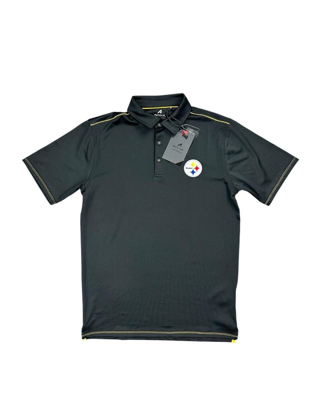 Antigua Pittsburgh Steelers Signal Performance Polo Black/Gold NWT — Size Small